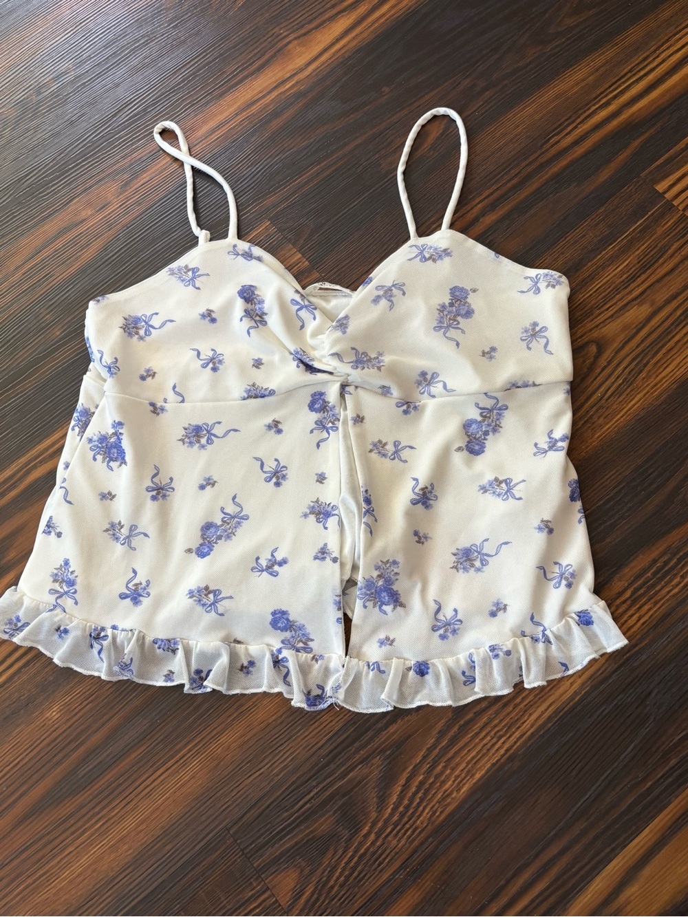 Good Days Project white and blue floral tank
